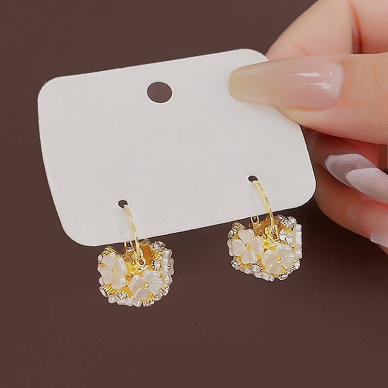 Khuyên Tai Hình Giỏ Hoa Vỏ Sò Lãng Mạn Phong Cách retro Pháp