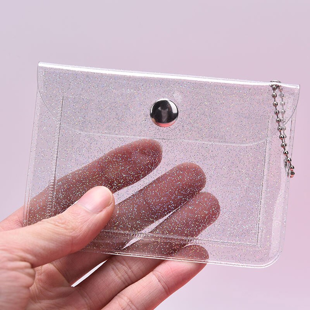 Ví ngắn mini trong suốt / kim tuyến chống thấm nước xinh xắn cho nữ