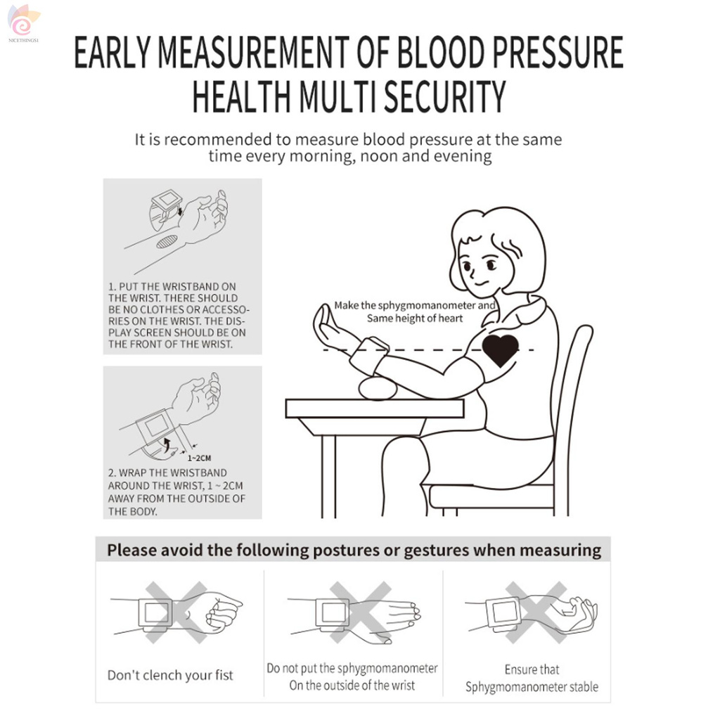 ET Electronic Blood Pressure Monitor, Wrist Electronic Sphygmomanometer Smart Intelligent Blood Pressure Meter with 99 Memory Groups