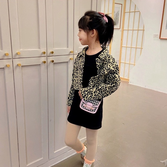 Túi đeo chéo trẻ em - Túi vải phối da cực xinh cho bé gái Dây xích khóa bấm tiện lợi phong cách Hàn Quốc TDXV