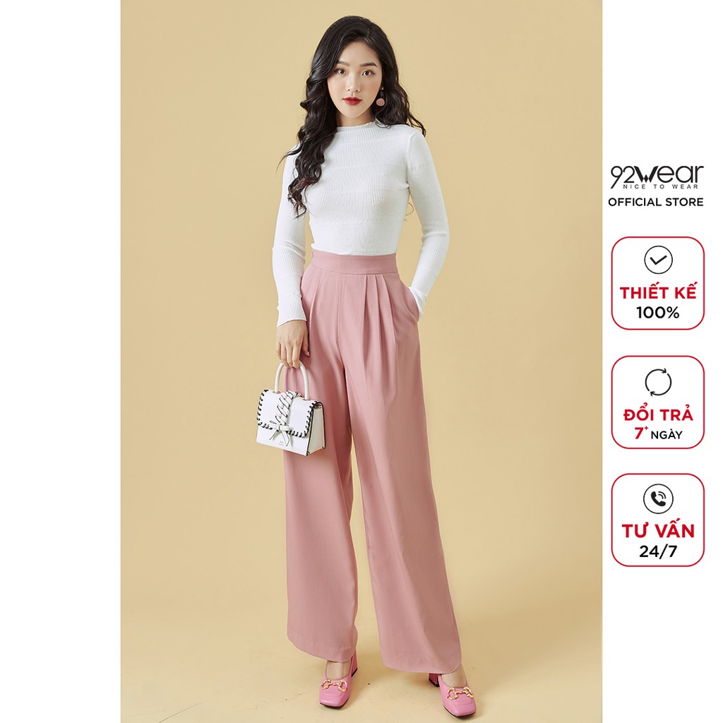 Áo len dài tay mỏng nữ ôm boby 92WEAR co giãn, mềm mịn ALA0052 | BigBuy360 - bigbuy360.vn