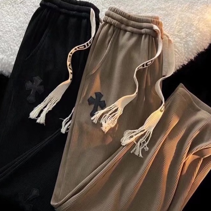 Quần Legging Dây Rút Dáng Rộng Phong Cách Retro Cho Nam unisex quần dài ống rộng nam quần hoạ tiết  jogger