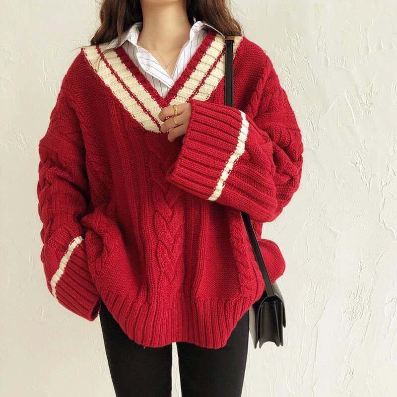 Áo len bện thừng oversize hàn quốc