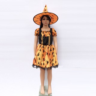 Set váy mũ hóa trang phù thủy cho bé từ 4-6 tuổi chơi Halloween