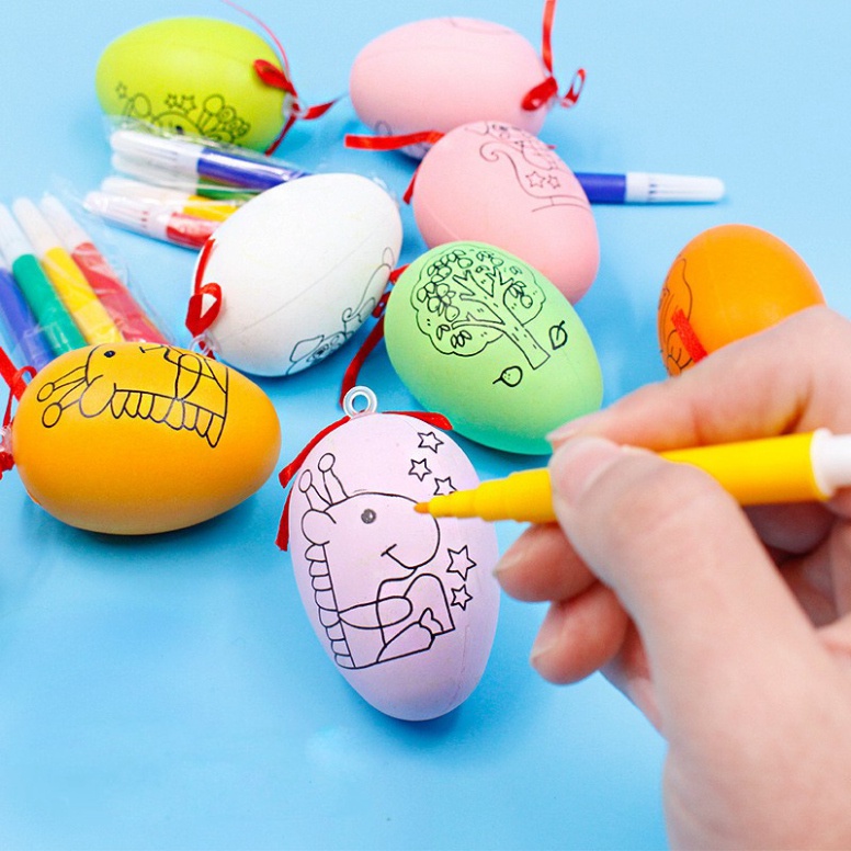 Trứng nhân tạo vẽ trang trí thủ công DIY cho sinh nhật trẻ em (1338TNT)