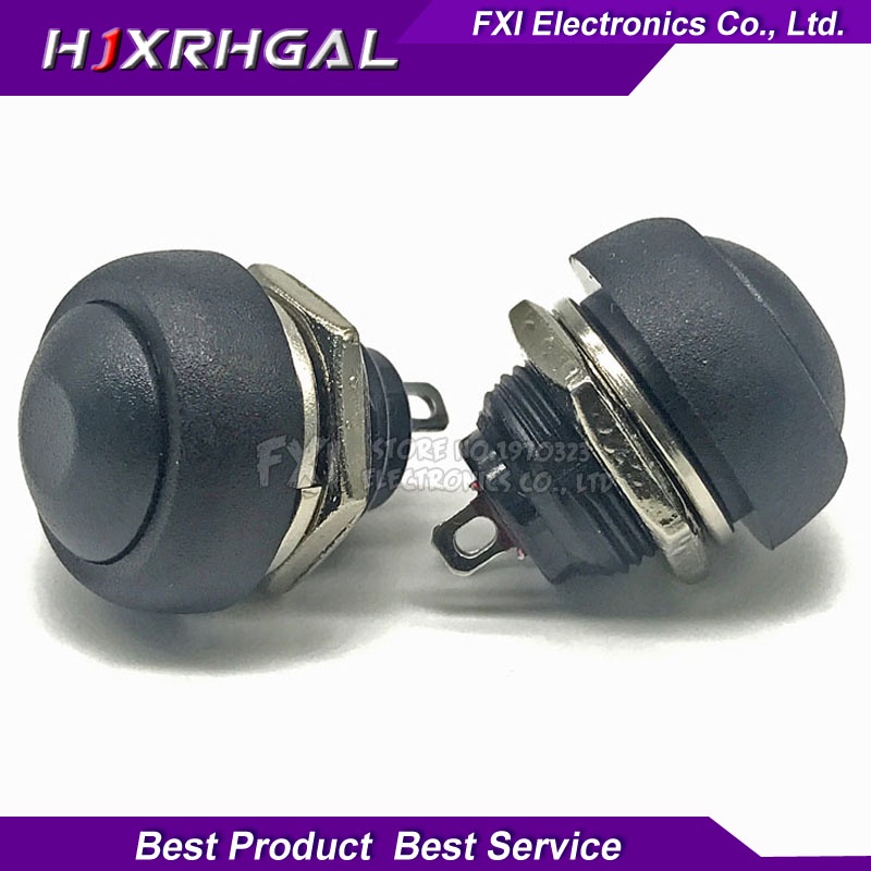 Set 2 Nút Nhấn Không Thấm Nước 12mm Màu Đen Cho switch IGmopnrq PBS-33B