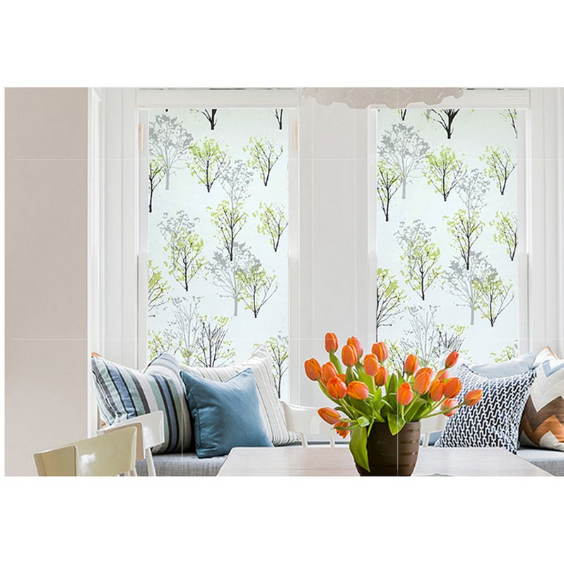 Decal giấy dán kính cây xanh khổ rộng 0.45m