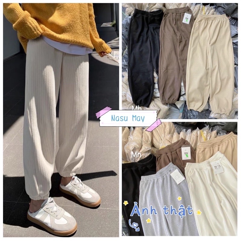 Quần JOGGER Nam Nữ Ống Rộng Bo Tăm Xịn 6 Màu