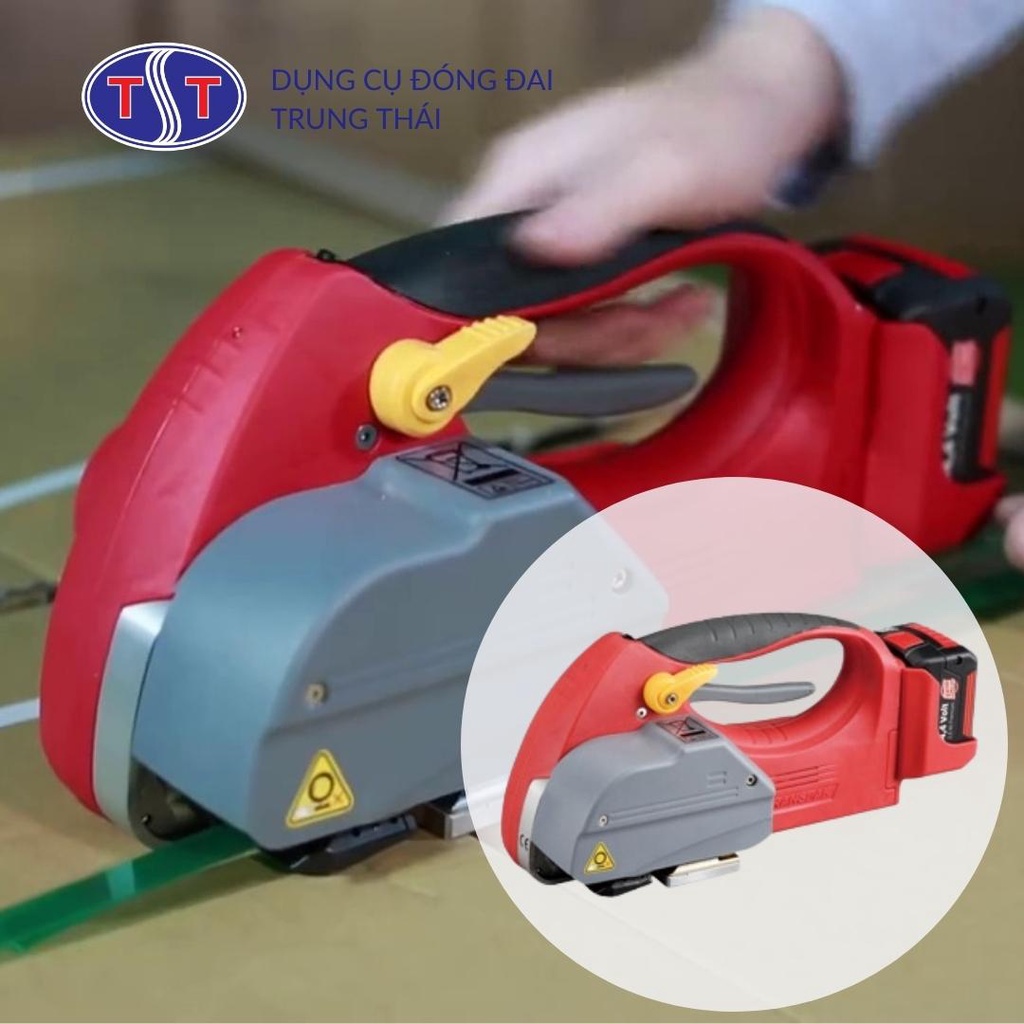 Máy đóng đai nhựa sử dụng pin H45L | Máy đóng dây đai nhựa PP, PET bản rộng 9-12-15.5 mm