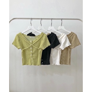JANET STUDIO • Áo vải nhún dây chéo