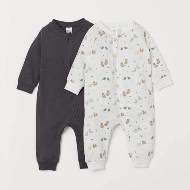 Set body trắng xám 2-4 HM authentic