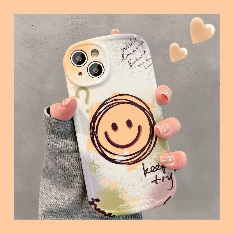Ốp Điện Thoại In Hình Mặt Cười Đơn Giản Phong Cách Nhật Hàn Cho iPhone 12 13 11 Pro Max X Xs Max Xr