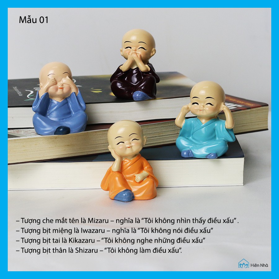 Bộ tượng tứ không - Bộ tượng chú tiểu cute - Bình an, sức khỏe - Hiên Nhà | BigBuy360 - bigbuy360.vn