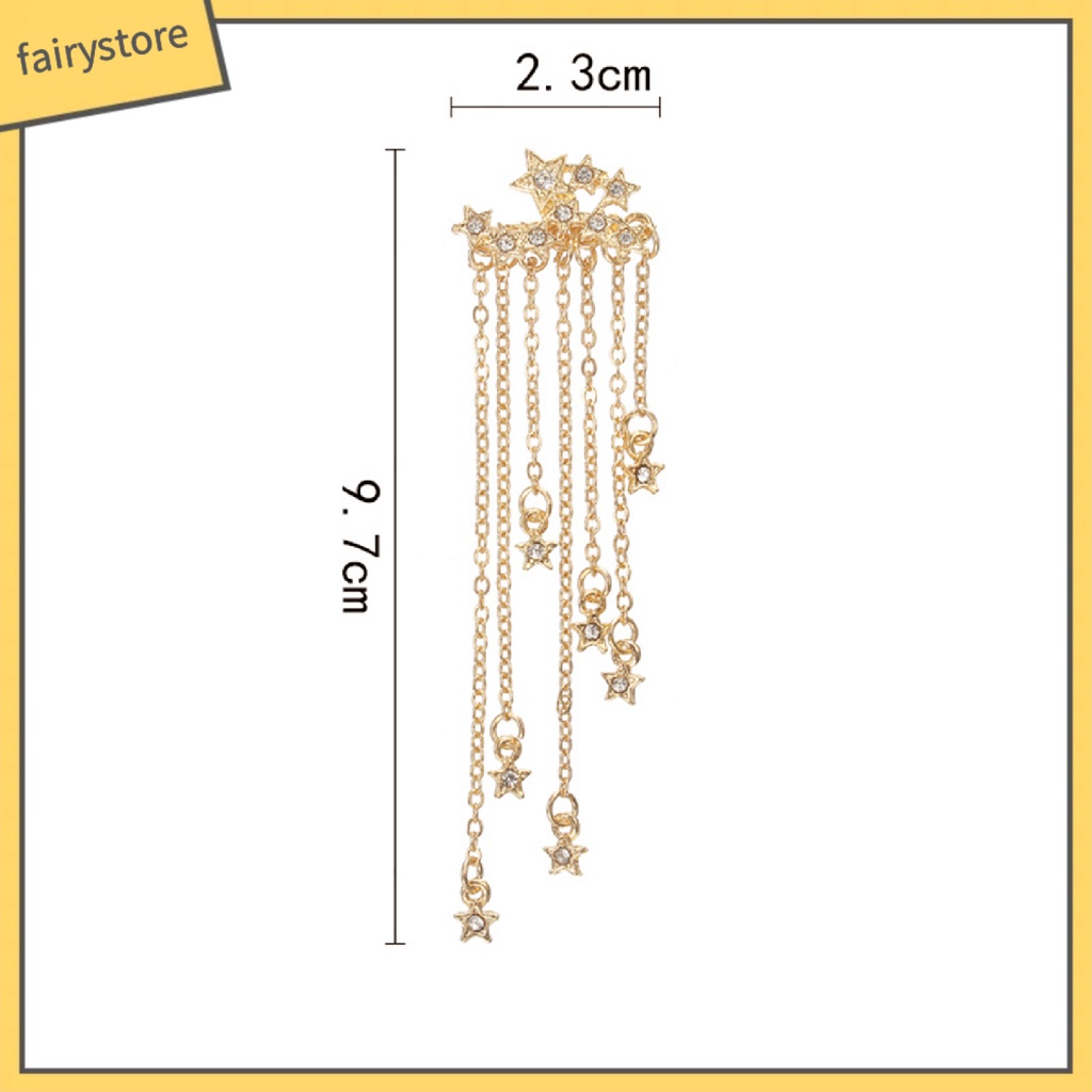 Bông Tai Dáng Dài Hình Ngôi Sao Đính Đá Lấp Lánh