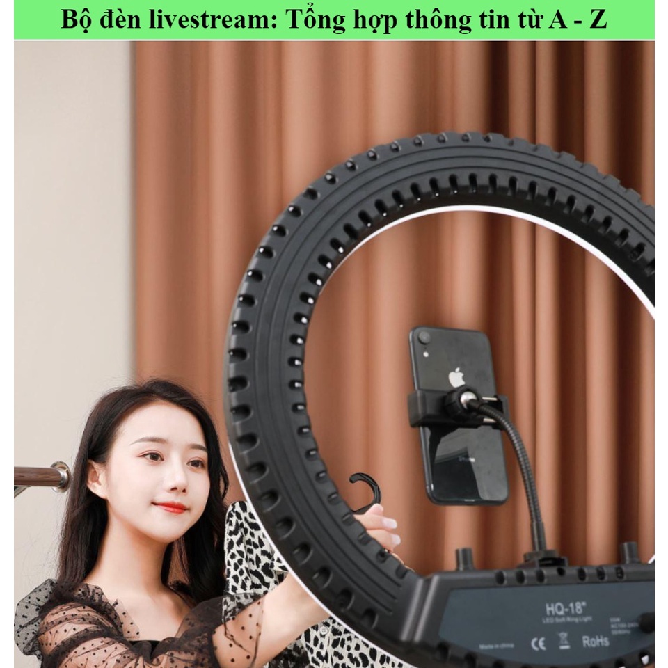 Đèn Livestream HQ18 - 45CM 1 Kẹp Kèm Chân Linco 2m1, Hỗ Trợ Quay Tiktok - Make up -Livestream - Chính Hãng HD Design