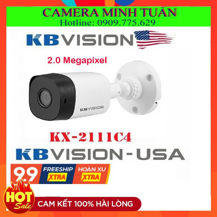 [Giảm 50%] Camera KBVision 2.0M KX-2111C4 1080P Full HD, Thân hồng ngoại 20m tích hợp 4 IN 1