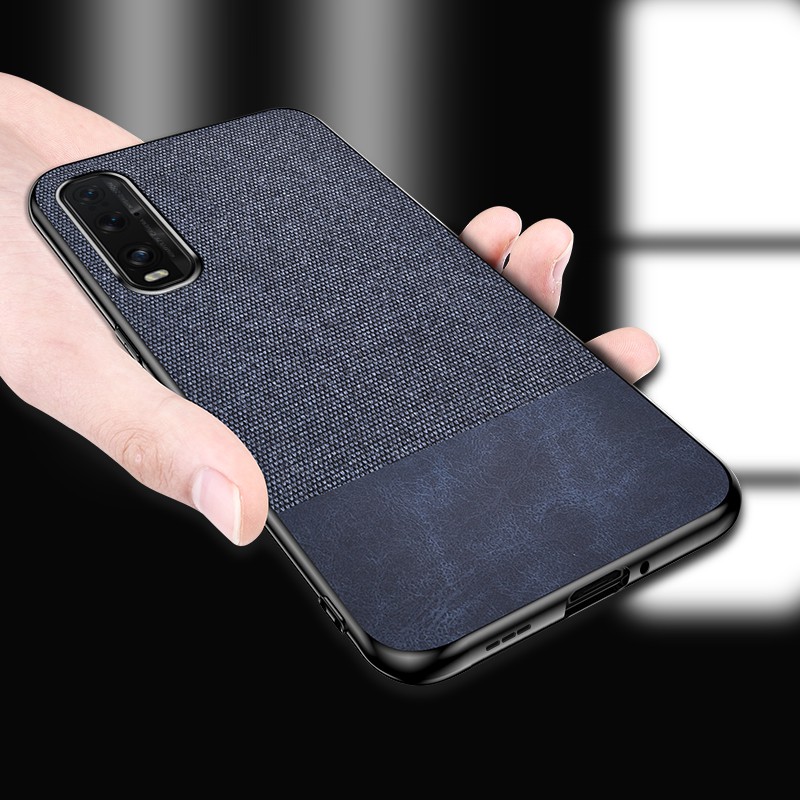 Oppo Find X2 Pro Reno 2 Z 2Z 2F 10X Leather Spliced Fabric Thin Phone Case Shockproof Casing Matte Protection Soft Shell Cover