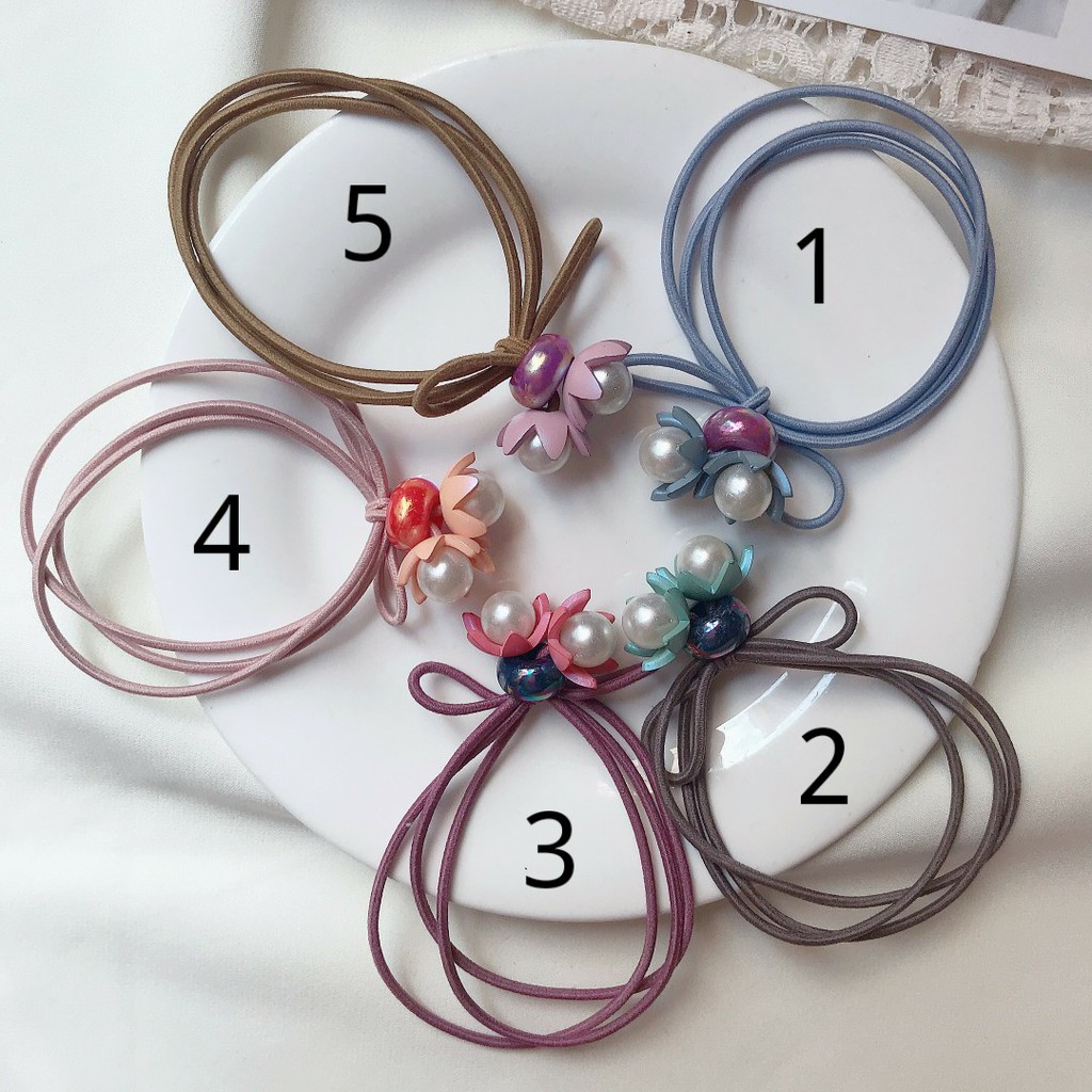 [XẢ LỖ MÙA DỊCH] Buộc tóc hình hoa đính hạt giá ngọc trai Hàn Quốc xinh xắn