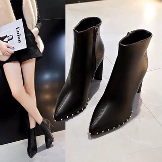 Boots cao gót viền đinh tán cao 9cm [ Hình thật ở cuối ]