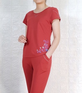 Bộ Nữ Áo Cộc Quần Dài Cotton Cao Cấp