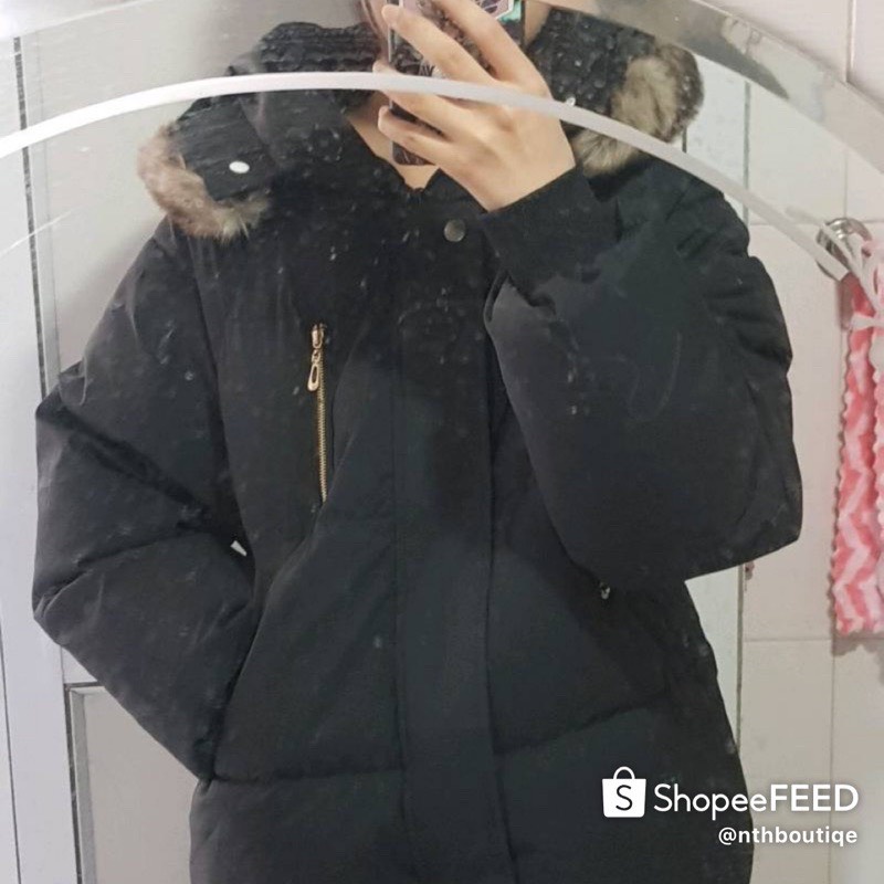 Áo phao mũ lông hàng Shop có video ảnh thật - tháo lông mũ-( phao khóa ngực)