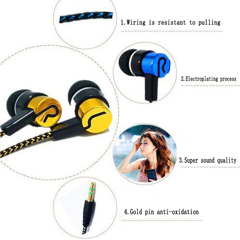 Tai Nghe Nhạc Mp3 Dạng Dây Bện Tiện Dụng Chất Lượng Cao