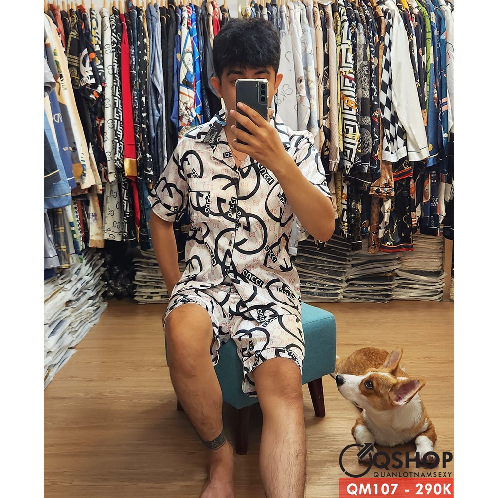 [SALE] Bộ pijama nam quần ngắn lụa satin thoáng mát QSHOP QM107-QM108-QM109-QM111-QM116