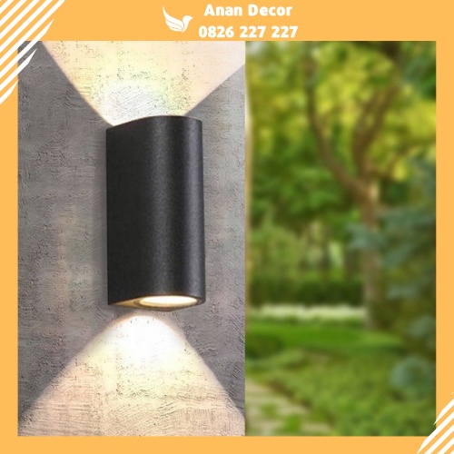 Đèn gắn tường ngoài trời đơn giản hiện đại hình hộp bo tròn hắt sáng 2 đầu VNT-667