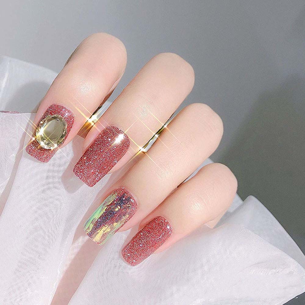 [Hàng mới về] Set 10 phụ kiện trang trí móng tay 3d hình bầu dục tráng gương lấp lánh diy