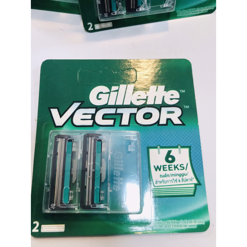 bộ 2 lưỡi dao cạo râu gillette vector lưỡi kép