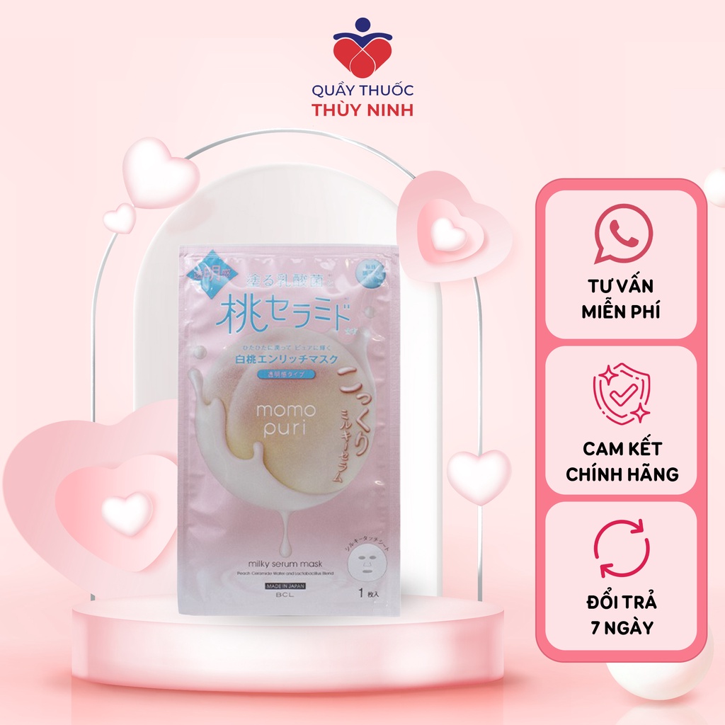 Mặt nạ tinh chất cô đặc dưỡng ẩm hương đào momopuri milky serum mask