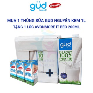 Thùng Sữa GUD UHT Whole Milk 12 hộp tặng 1 lốc avonmore ít béo . Date 6/2021