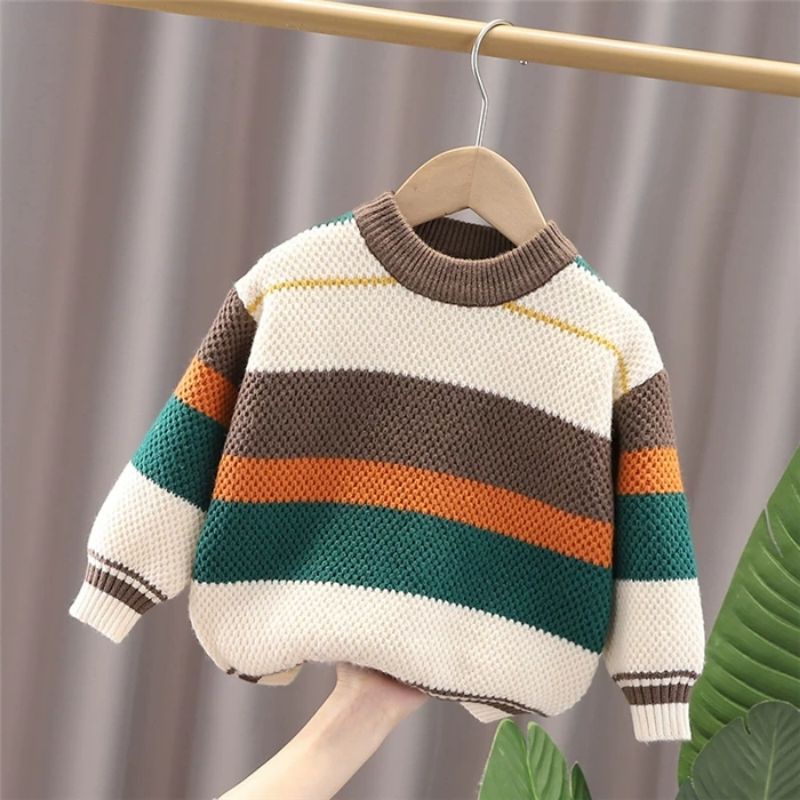 Áo len bé trai sweater (Quảng Châu Cao Cấp) tay dài màu trơn thời trang thu đông phong cách Hàn Quốc cho bé trai