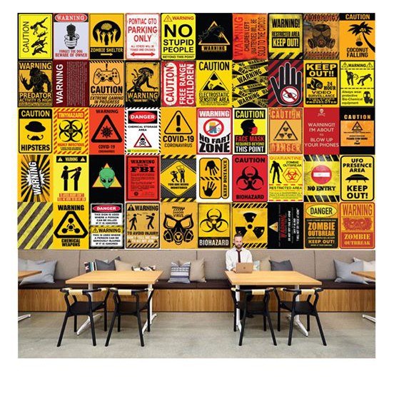 Set 50 Decal dán tường trang trí - WARNING