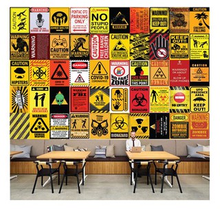 Set 50 Decal dán tường trang trí - WARNING