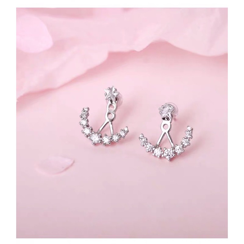 Khuyên tai Smile lấp lánh bạc Ý 925 mạ vàng trắng cao cấp DUYSON SILVER [KNXK46]