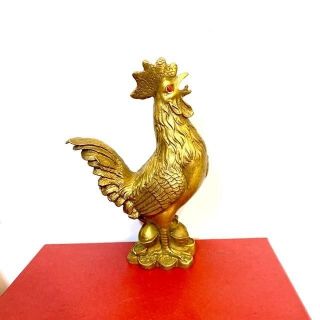 Tượng gà trống bằng đồng nguyên chất con giáp gà dậu 14cm. Linh vật hóa giải đào hoa sát và họa tiểu nhân, gà đắc phúc.
