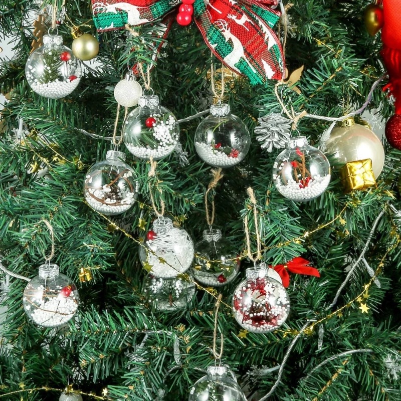 Quả Châu Nhựa Rỗng Trong Suốt 6 / 10CM Trang Trí Cây Thông Noel