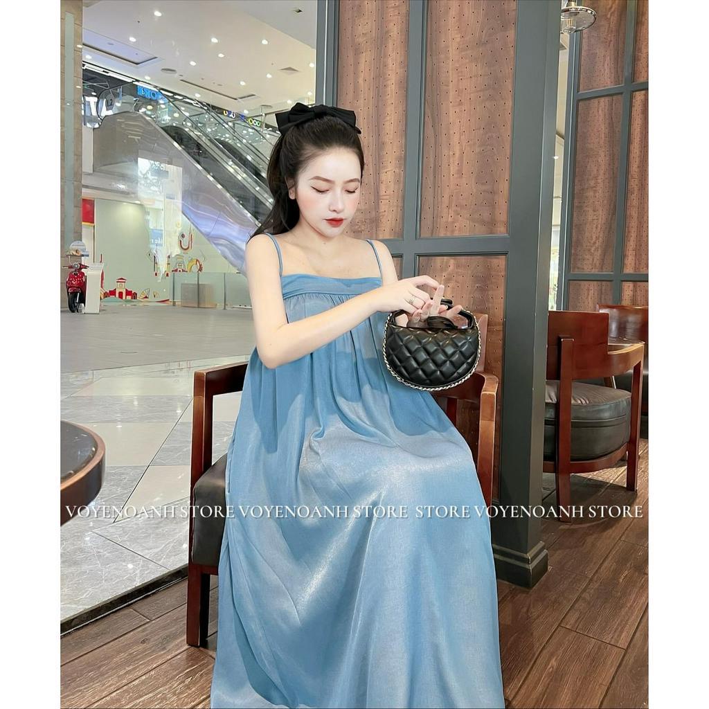 [6.6 Sales Freeship] Đần maxi trơn dáng dài 2 dây đi biển, đầm suông dài qua gối đi du lịch sống ảo siêu xinh mtb
