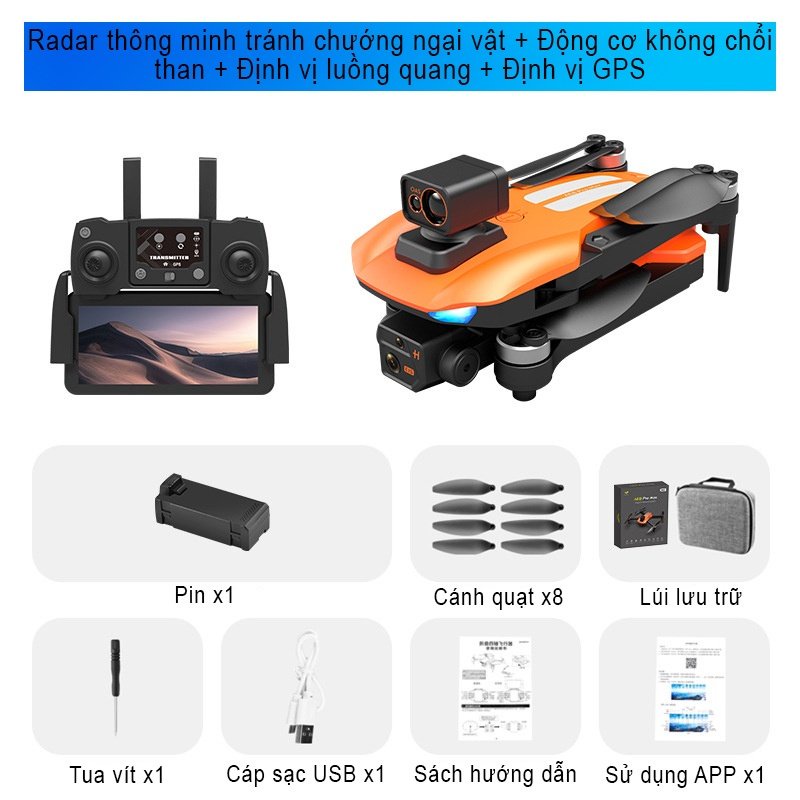 Máy bay điều khiển từ xa mini 4 cánh có camera, flaycam4k K101 MAX - Drone playcam trang bị OAS / Pin 2500mA / Bay 30P