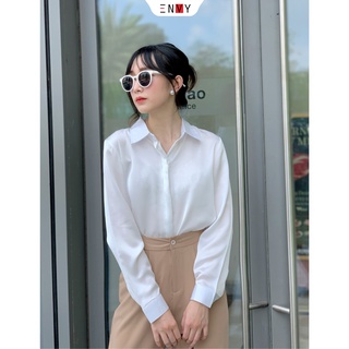 Áo sơ mi trơn lụa satin ENVY S156 basic đi học đi làm