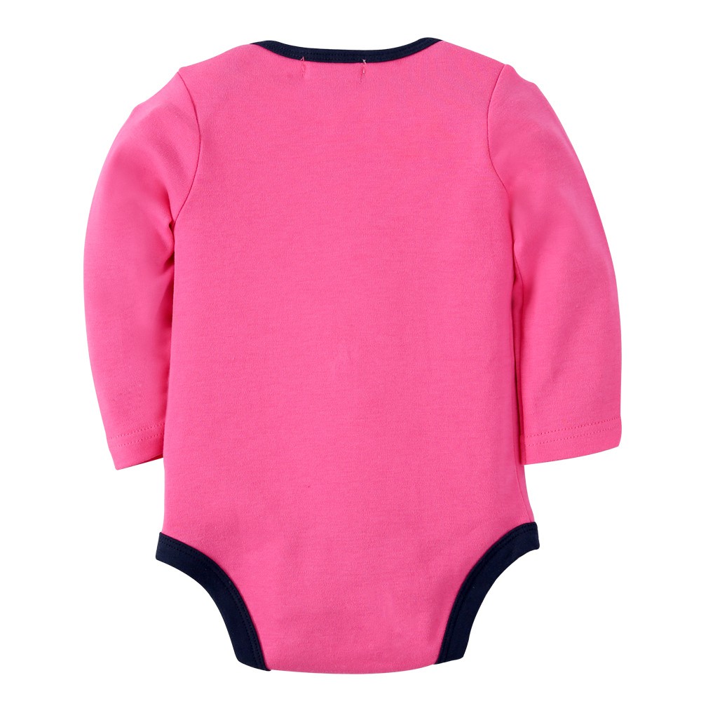 Áo liền quần SANLUTOZ cotton tay dài màu hồng đậm xinh xắn cho bé gái sơ sinh