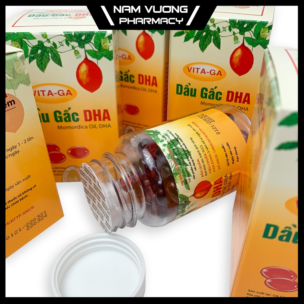 VITAGA Dầu Gấc DHA - Chiết xuất từ tinh dầu gấc, Tăng Cường Thị Lực - Giúp sáng mắt, đẹp da - Hôp 100 viên