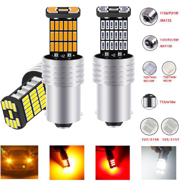 Đèn Led Phanh Xe Hơi T15 T20 7440 T25 1156 Ba15S P21W W16W W21W W21/ 5w 3156 3157 45smd 4014 Kevanly