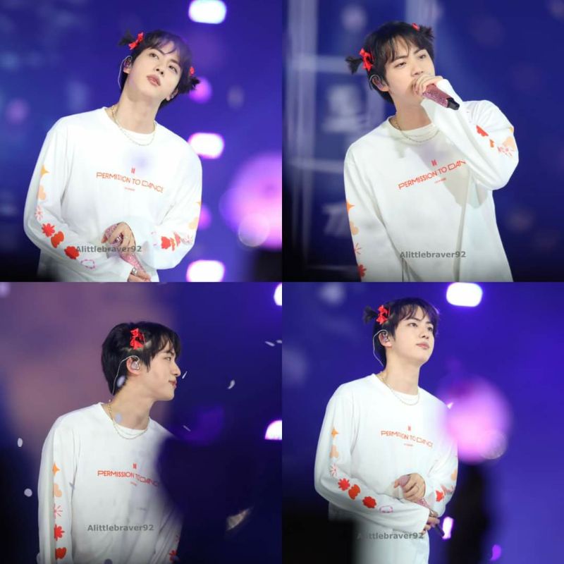 Áo thun dài tay in tay giống Jin BTS concert Permission