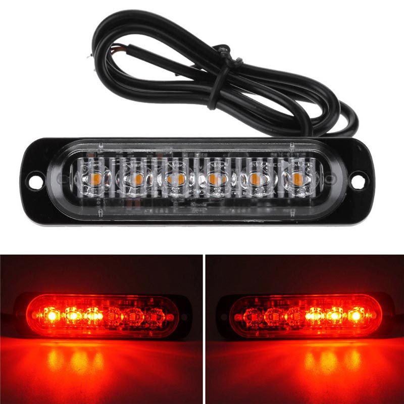 UNI-SHINE Xe máy 6LED Đèn cảnh báo ánh sáng nhấp nháy Đèn xe 12-24V Cảnh báo LED Xe tải Đánh dấu bên hông Đèn flash siêu mỏng Xe cứu thương Đèn cảnh sát khẩn cấp