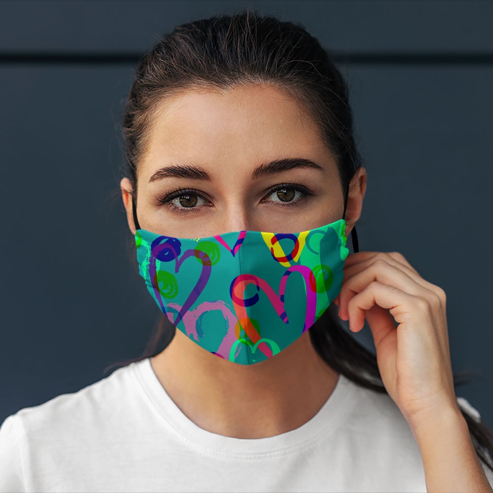khẩu trang vải eco mask HEARTS_1404 CARTWELL chất liệu vải mềm 2 lớp, phòng dịch bệnh, lọc không khí