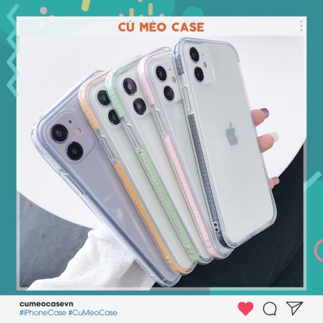 Ốp iPhone viền màu lưng trong chống shock iPhone 7 8 7 Plus 8 Plus X Xs Xr XsMax iPhone 11 11 Pro 11 Promax Cú Mèo Case