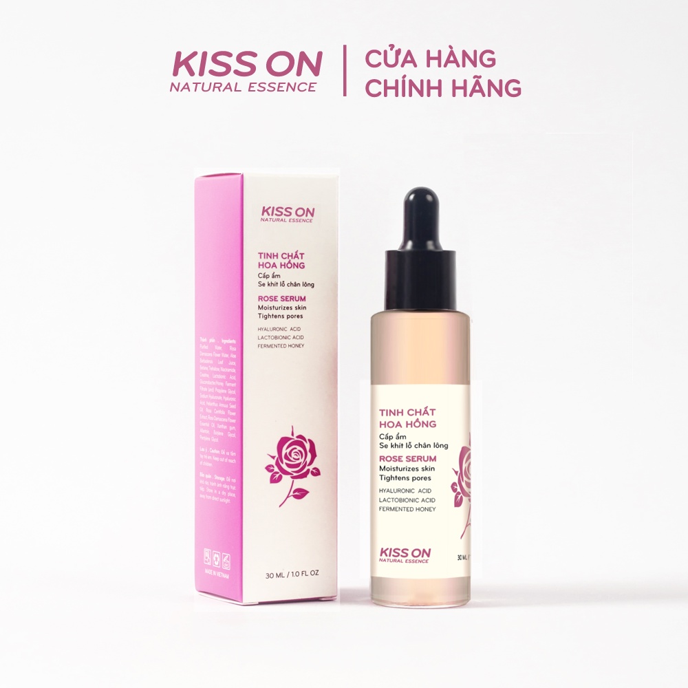 Tinh chất serum hoa hồng KISS ON 30 ml - Cấp ẩm nhanh, làm sáng da và thu nhỏ lỗ chân lông, giúp da t