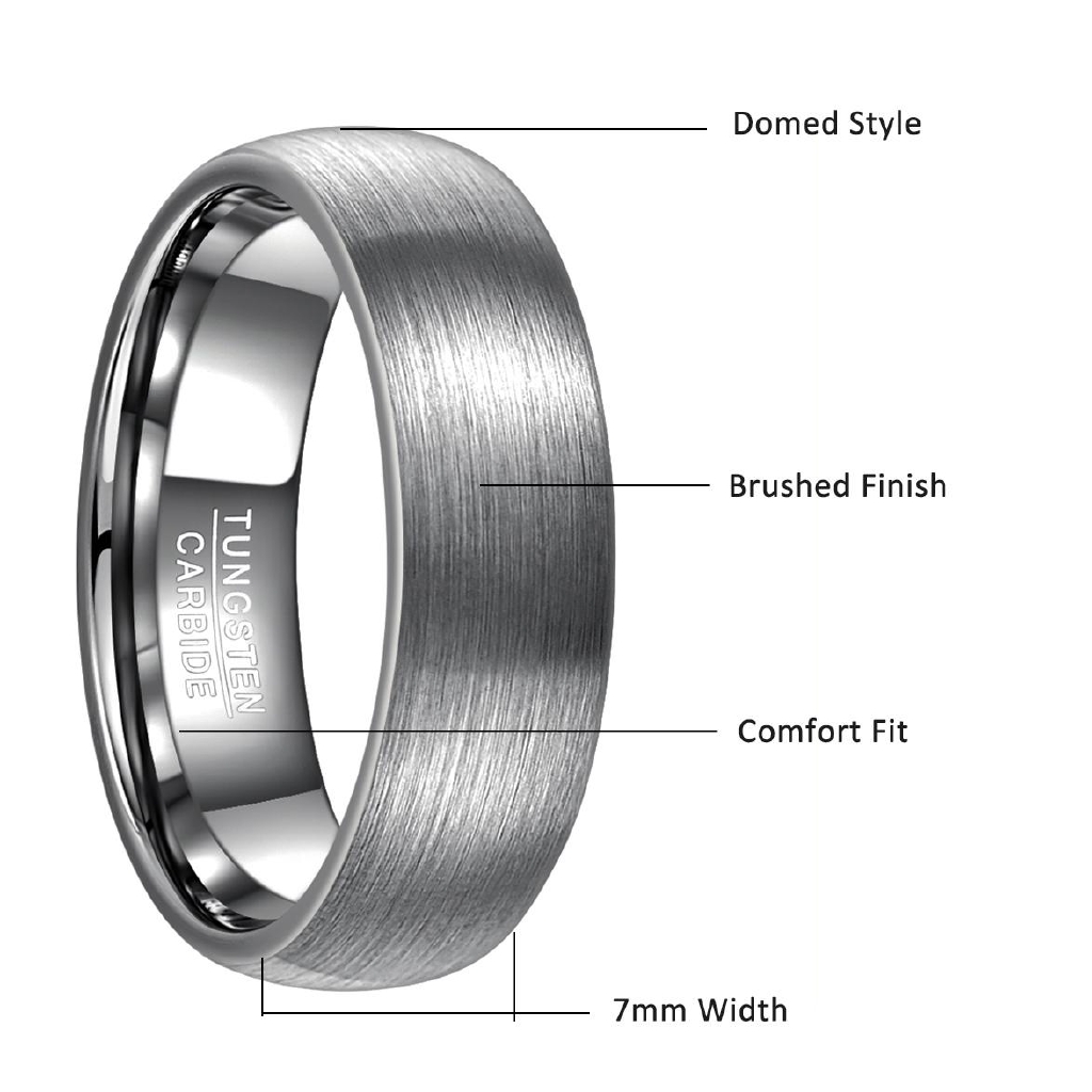 Nhẫn Đính Hôn Nam Mặt Nhám 7MM Kích Thước 6-14